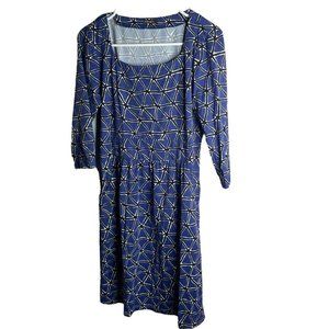 J McLaughlin Emma Dress Womens S Blue Geometric Print Catalina Cloth Pocket